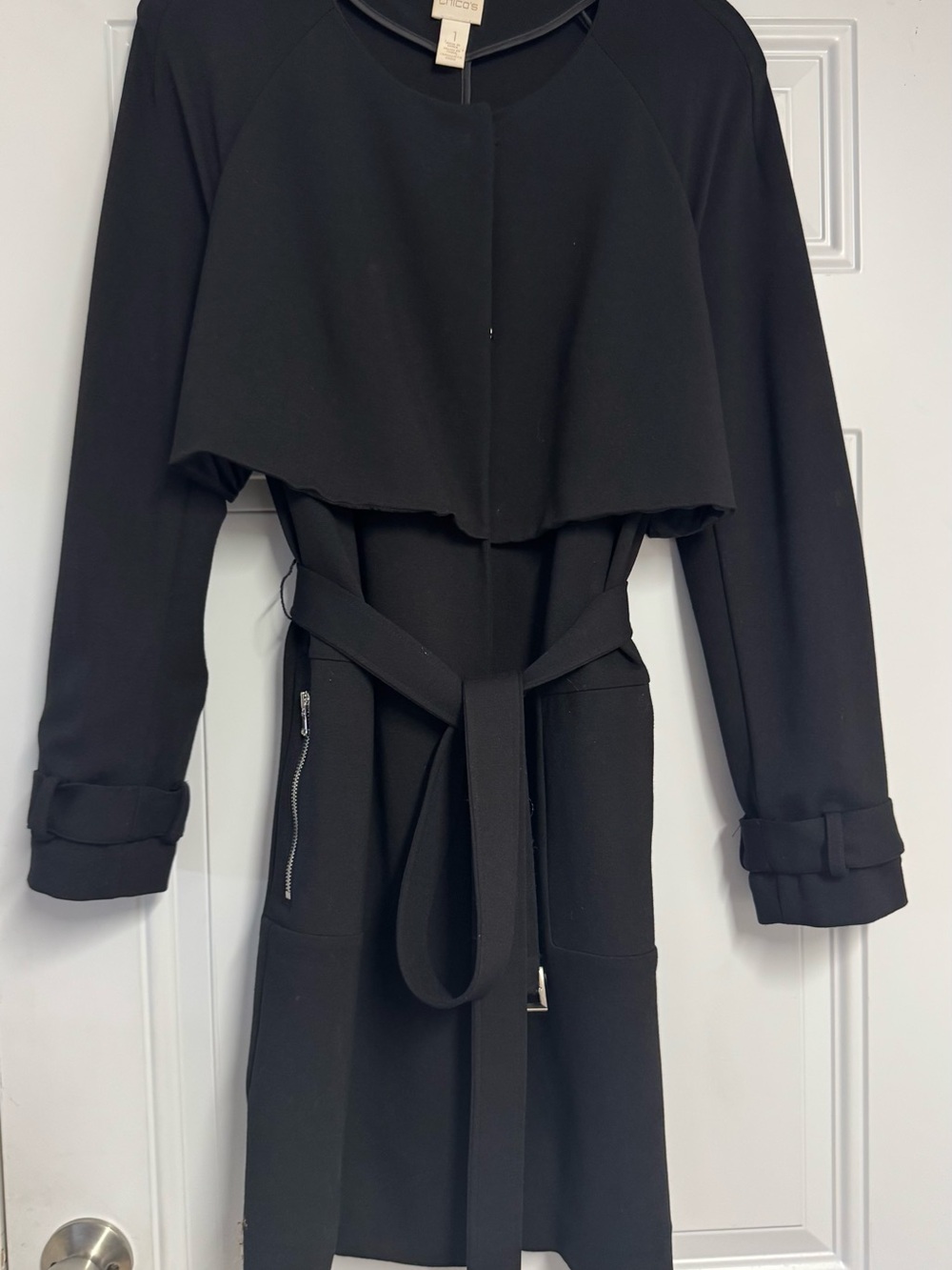 Chico's Black Utility Topper Jacket with Belt